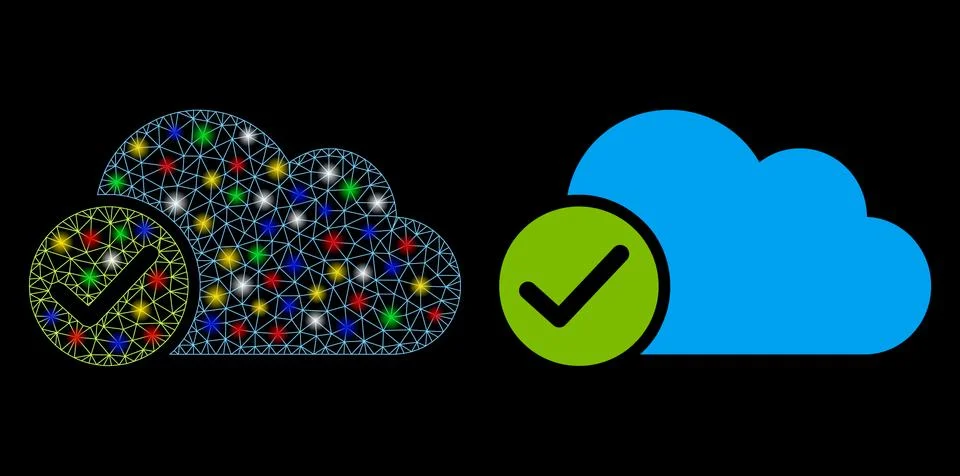 Flare Mesh Network Valid Cloud Icon with Flare Spots イラスト素材