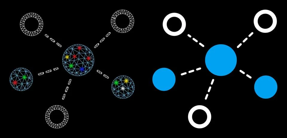 Flare Mesh Network Virtual Links Icon with Flare Spots Illustrazione stock