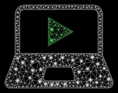 Flare Mesh Network Webcast Laptop with Light Spots Stock Illustration