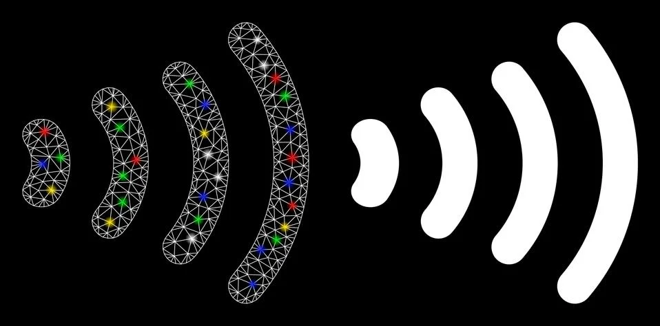 Flare Mesh Network Wireless Icon with Flare Spots Stock Illustration