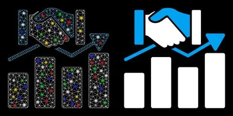 Flare Mesh Wire Frame Acquisition Graph Icon with Flare Spots Illustrazione stock