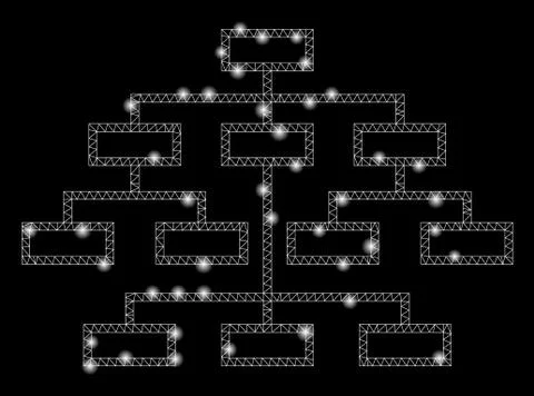 Flare Mesh Wire Frame Algorithm Tree with Flare Spots Stock Illustration