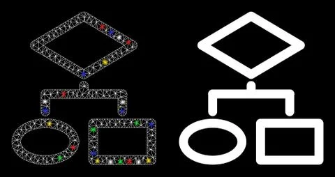 Flare Mesh Wire Frame Algorithm Icon with Flare Spots Stock Illustration