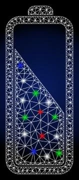 Flare Mesh Wire Frame Battery Level with Flash Spots Stock Illustration
