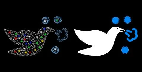 Flare Mesh Wire Frame Bird Flu with Color Flare Spots Stock Illustration