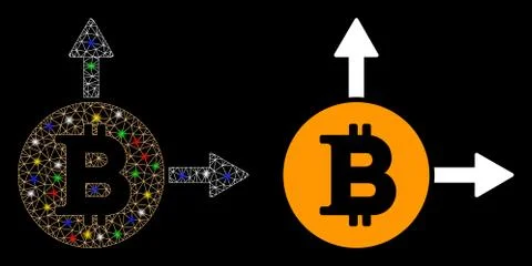 Flare Mesh Wire Frame Bitcoin Fork Icon with Flare Spots イラスト素材