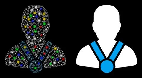 Flare Mesh Wire Frame Champion Icon with Flare Spots Stock Illustration