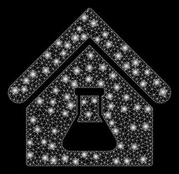 Flare Mesh Wire Frame Chemical Labs Building with Flare Spots Ilustración de archivo