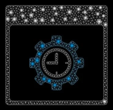 Flare Mesh Wire Frame Clock Configuration Gear Calendar Page with Flare Spots Stock-Illustration