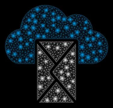 Flare Mesh Wire Frame Cloud Mail with Flare Spots Stock Illustration