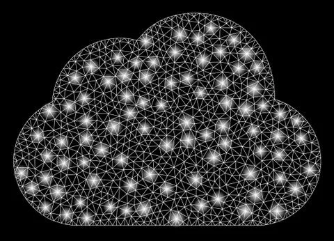 Flare Mesh Wire Frame Cloud with Flare Spots Stock Illustration