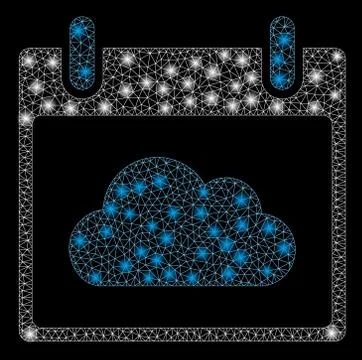 Flare Mesh Wire Frame Cloud Calendar Day with Flare Spots イラスト素材