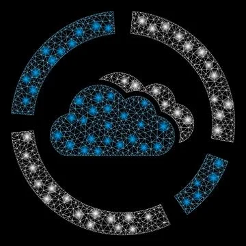 Flare Mesh Wire Frame Cloud Diagrams with Flare Spots 스톡 일러스트