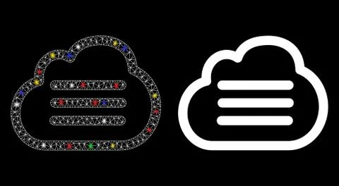 Flare Mesh Wire Frame Cloud File Icon with Light Spots イラスト素材
