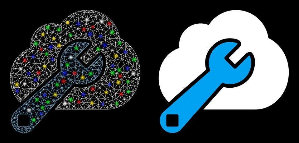 Flare Mesh Wire Frame Cloud Options Icon with Flare Spots イラスト素材
