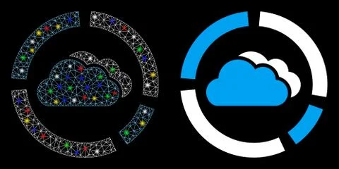 Flare Mesh Wire Frame Cloud Diagrams Icon with Flare Spots イラスト素材