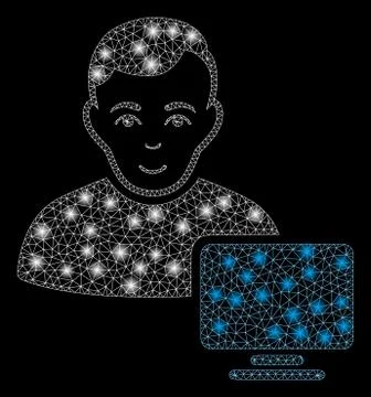 Flare Mesh Wire Frame Computer Administrator with Flare Spots 스톡 일러스트