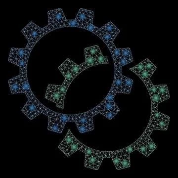 Flare Mesh Wire Frame Configuration Gears with Flare Spots Stock-Illustration