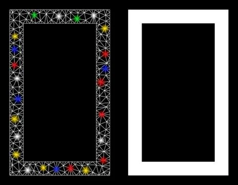 Flare Mesh Wire Frame Contour Rectangle Icon with Flare Spots Stock Illustration