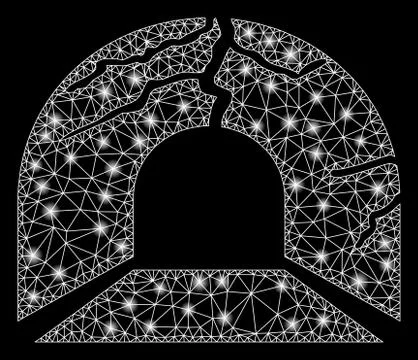 Flare Mesh Wire Frame Corrupted Tunnel with Flare Spots Stock Illustration
