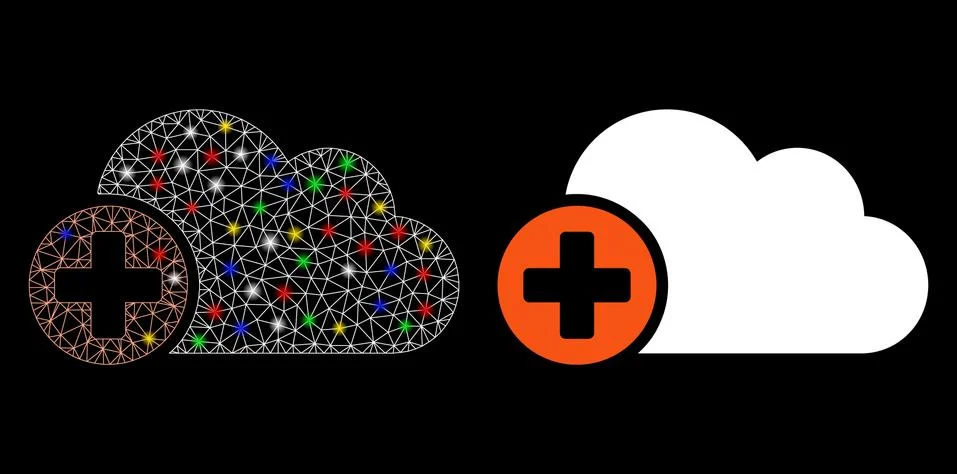 Flare Mesh Wire Frame Create Cloud Icon with Flare Spots Stockillustratie