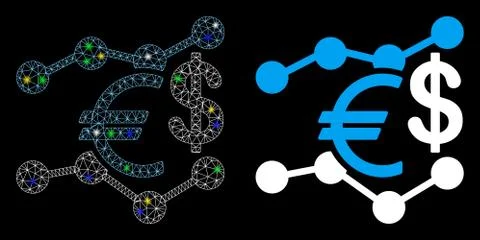 Flare Mesh Wire Frame Currency Trends Icon with Flare Spots 库存插图