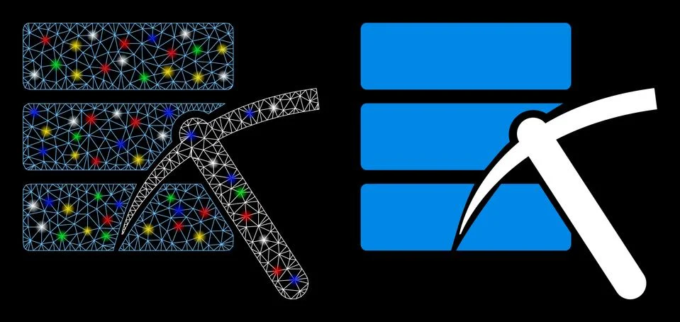 Flare Mesh Wire Frame Data Mining Icon with Flare Spots イラスト素材
