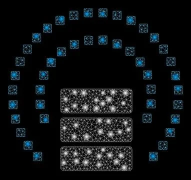Flare Mesh Wire Frame Database Sphere Shield with Flare Spots 스톡 일러스트