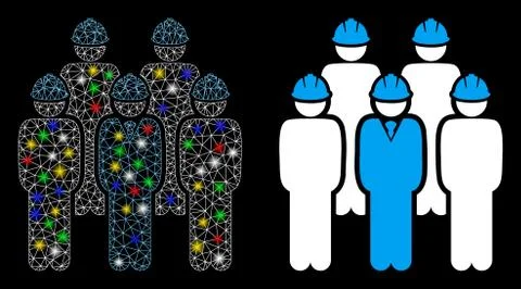 Flare Mesh Wire Frame Developer Staff Icon with Flare Spots 스톡 일러스트