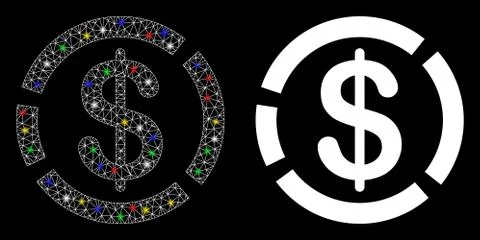 Flare Mesh Wire Frame Dollar Diagram Icon with Flash Spots イラスト素材