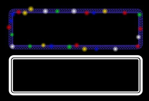 Flare Mesh Wire Frame Double Rounded Rectangle Frame Icon with Flare Spots イラスト素材