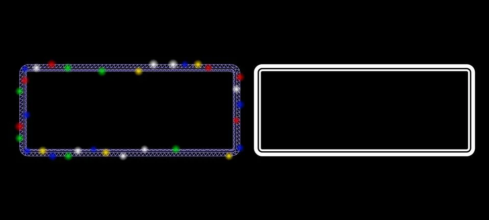 Flare Mesh Wire Frame Double Rounded Rectangle Frame Icon with Flare Spots イラスト素材
