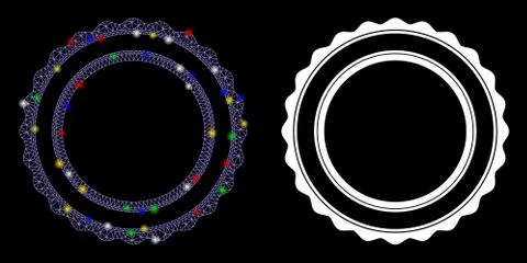 Flare Mesh Wire Frame Double Rosette Circular Frame Icon with Flare Spots Stock Illustration