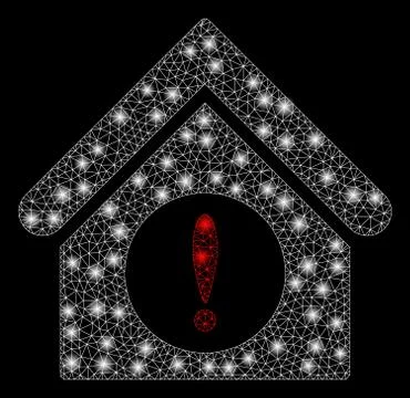 Flare Mesh Wire Frame Exclamation Building with Flash Spots Stock Illustration