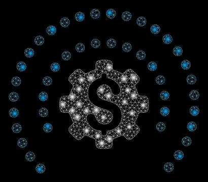 Flare Mesh Wire Frame Financial Industry Protection Dotted Sphere with Flare 스톡 일러스트