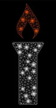 Flare Mesh Wire Frame Fire Torch with Flare Spots Stock Illustration
