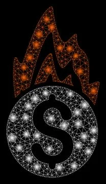 Flare Mesh Wire Frame Fire Damage with Flare Spots Stock Illustration