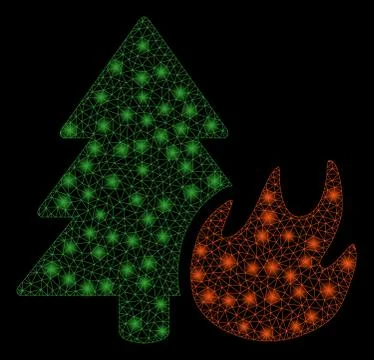 Flare Mesh Wire Frame Forest Fire with Flare Spots Stock Illustration