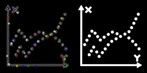 Flare Mesh Wire Frame Functions Plot Icon with Flare Spots Stock Illustration