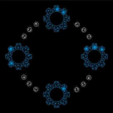 Flare Mesh Wire Frame Gear Virtual Connection with Flare Spots Stock Illustration