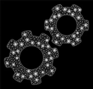 Flare Mesh Wire Frame Gears with Flare Spots Stock-Illustration