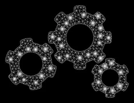 Flare Mesh Wire Frame Gears with Flare Spots Stock-Illustration