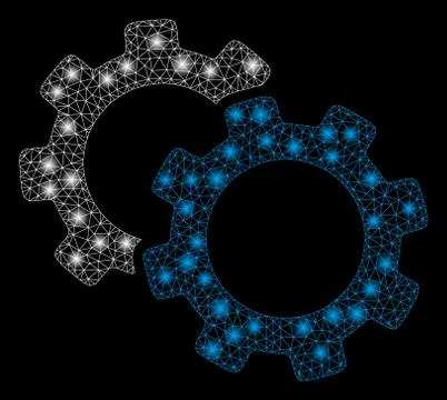 Flare Mesh Wire Frame Gears with Flare Spots Stock Illustration