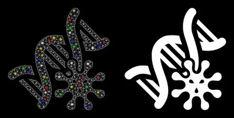 Flare Mesh Wire Frame Genetics Icon with Flash Spots 库存插图