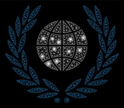 Flare Mesh Wire Frame Global Emblem with Flare Spots 스톡 일러스트
