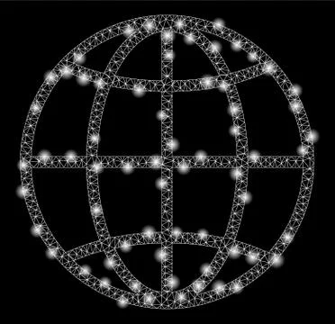 Flare Mesh Wire Frame Globe with Flare Spots Illustrazione stock