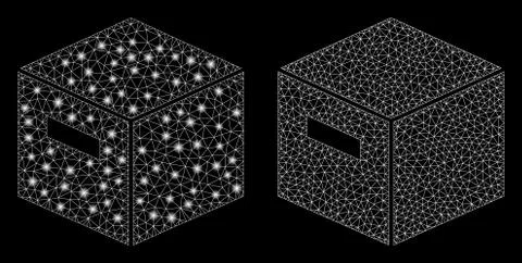 Flare Mesh Wire Frame Goods Box with Flare Spots イラスト素材