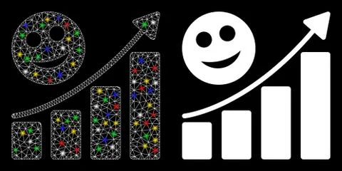 Flare Mesh Wire Frame Happy Growing Trend Icon with Flare Spots Illustrazione stock