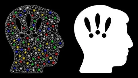 Flare Mesh Wire Frame Head Problems Icon with Flare Spots 스톡 일러스트