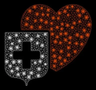 Flare Mesh Wire Frame Heart Shield with Flare Spots Stock Illustration